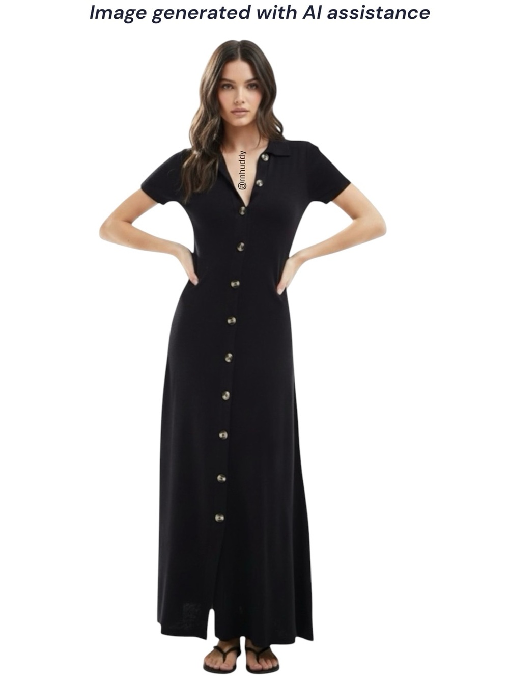 ASOS size 6 black 37% linen maxi shirt dress